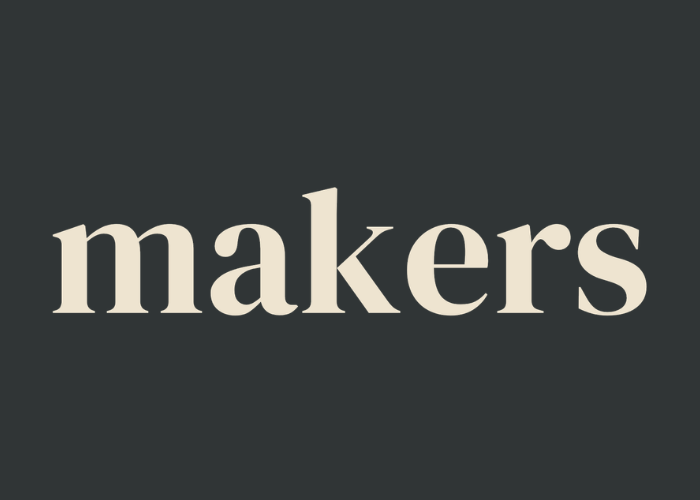 Logo for Maker's with cream text on a dark grey background