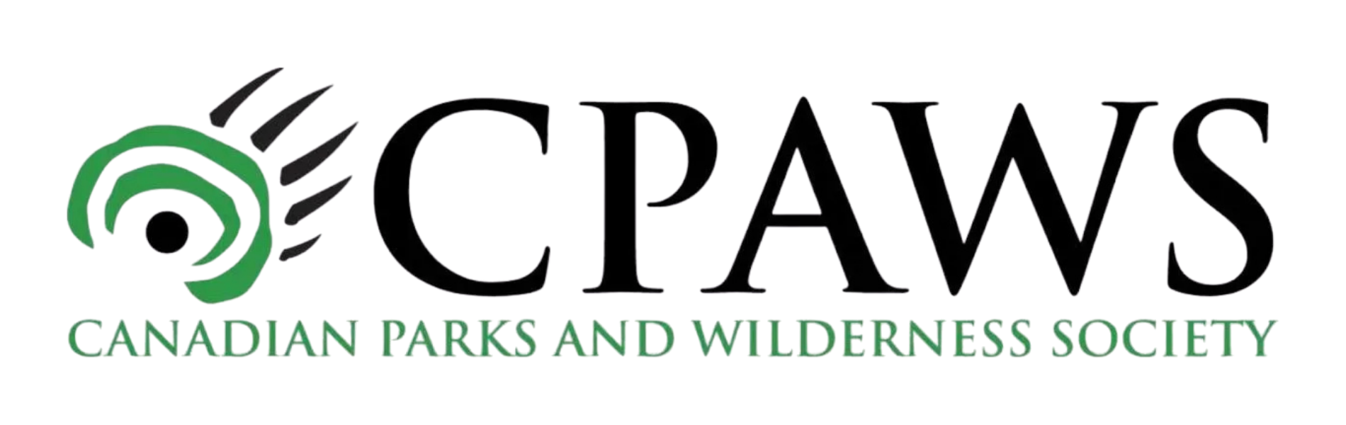 Logo of CPAWS (Canadian Parks and Wilderness Society) with a green and black design.